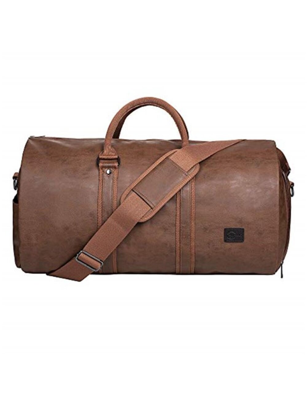 Convertible Garment Bag Carry On Travel Duffel Suit Bag Brown PU Leather 45L